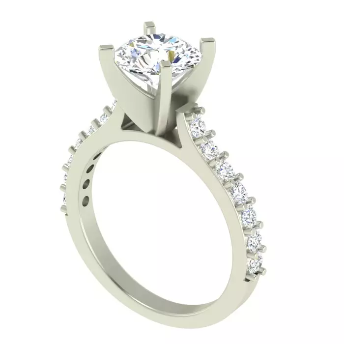 14K WHITE GOLD 2MM SHARED PRONG CATHEDRAL SEMI-MOUNTING RING